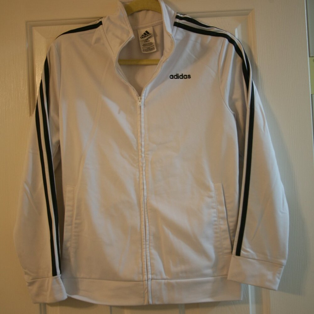 Adidas Youth Full-Zip Warm-Up Jacket, Size Youth Large 14/16, White